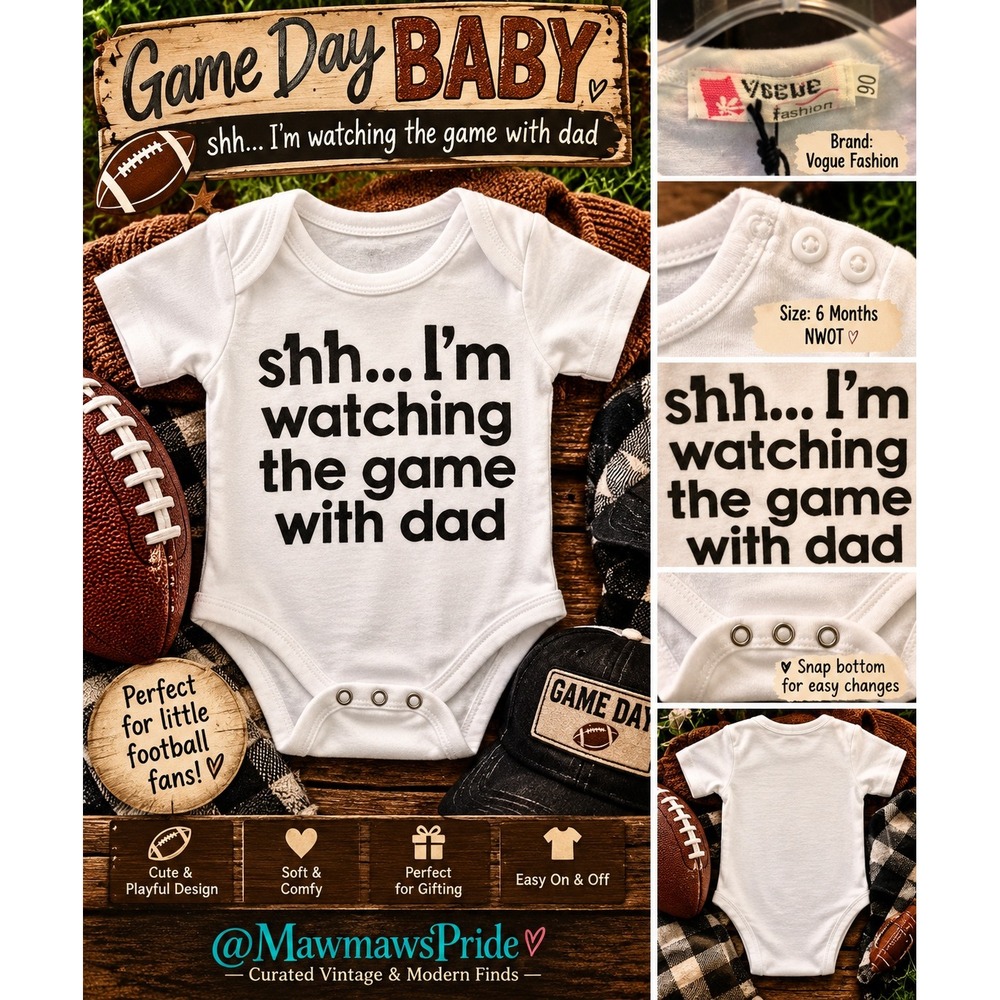 NWOT Baby "Watching the Game With Dad" Bodysuit 6 Months Football Sports